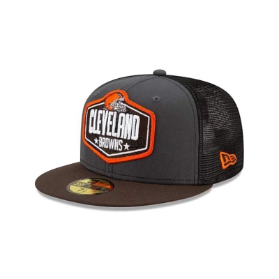 Grey Cleveland Browns Hat - New Era NFL NFL Draft 59FIFTY Fitted Caps USA3970581